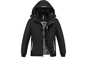 MoFiz Chaquetas de Esquí para Niño Invierno Forro Cálido Abrigo Impermeable de Nieve Montaña Antiviento con Capucha Desmontable 6-16 Años