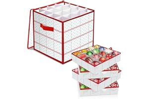 Robofun Contenitore per Palline di Natale, Scatola per Decorazioni Natalizie, 64 Posti da 8 cm, Vassoi Rimovibili, Organizer Palline Natale per Stoccare Palline di Natale 34x34 x 34 cm