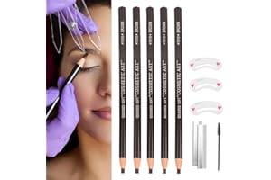 QUXING Matita sopracciglia Waterproof，Professional Makeup Matita sopracciglia,kit per microblading impermeabili,Tinta Sopracciglia（5 pc Marrone Scuro）
