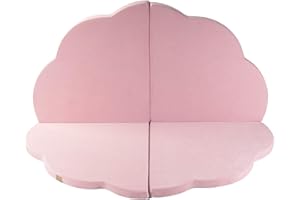 MEOWBABY 160x160cm Tappetino per Bambini Cloud Materasso da Pavimento Tappeto per Baby Rotondo Pieghevole Gioco Tende Juguete Para la Habitación de los Niños Made in EU Rosa Chiaro