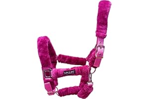 Horses, Cavezza In Nylon Soft Fluffi, con Rivestimento in Pelo Sintetico, per Cavalli Sensibili, Adatta ai Viaggi in Trailer (Cob, Fucsia)
