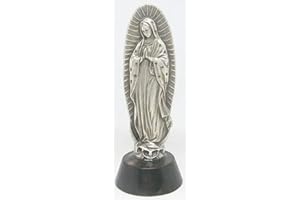 GTBITALY 40.049.30 020 - Estatua de Virgen de Guadalupe sobre base de madera plateada, altura 7 cm