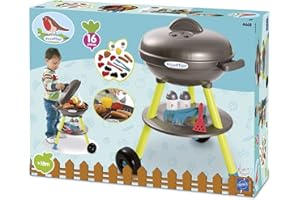 Jouets Ecoiffier - 4668 - Barbecue Charbon + 16 Accessoires - Outillage de Jardin pour Enfants - Dès 18 Mois - Fabriqué en France