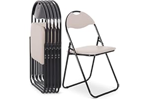‎MACOSHOPDE BY MACO MÖBEL Raburg Klappstuhl 6er-Set, praktisches Gästestuhl-Set zum Klappen, gepolstert, leicht & bequem, Belastbarkeit 100 kg, Metallgestell, für Gäste, Büro, Event & Party, Paul, Beige/Schwarz