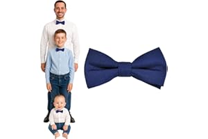 DonDon Papillon uomo bambino o neonato opaco, preannodato e regolabile in lunghezza in gabardine di cotone - accessorio elegante per matrimoni, comunioni e cerimonie