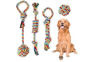CHEVVY Set di 4 Gioco Cane Indistruttibile per Cani di Taglia Media Accessori per Cani Corda per Cani Giocattoli da Masticare Resistenti per Masticatori Aggressivi