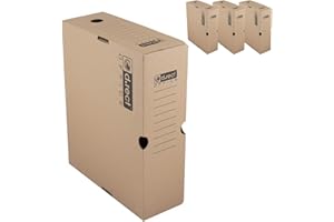 D.RECT 4 Pièces Boîte D'archives 1100 - Carton de Déménagement - Archivbox A4 100mm, Marron