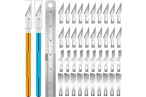 Artcut 42 Pezzi Cutter Di Precisione, 2 Taglierino Di Precisione con 40 Lame Taglierino (#11, 16, 17), Bisturi con Righello, Taglierino per Modellismo, Scultura, Pelle, Carta, Scatola, Cartone
