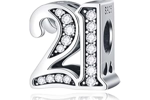 CRISNATA 5,10 to 50 52 55 56 60 65 70 75 80 Birthday Charms fit European Anniversary Bracelets, 925 Sterling Silver Number Charms with Clear CZ Stones, Gifts for Family/Lover/Friends