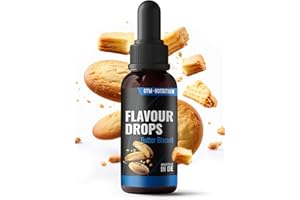 Gym Nutrition - Flavour Drops - Sans sucre - 50 ml - Avec pipette doseuse - Arôme alimentaire - Flavor Drops - Sans sucre - Pour caillé écrémé, porridge, etc. - Saveur Biscuits au beurre