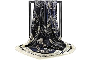 HUNKER Foulard en soie pour femme - Grand carré Satin 90 cm