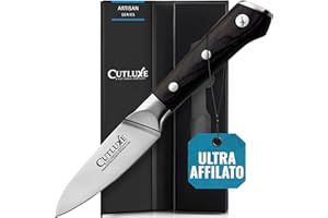 Cutluxe Coltello Spelucchino Professionale, 9cm, Coltello da Verdura per Sbucciare, Acciaio al Carbonio, Lama Affilata e Resistente, Artisan Series