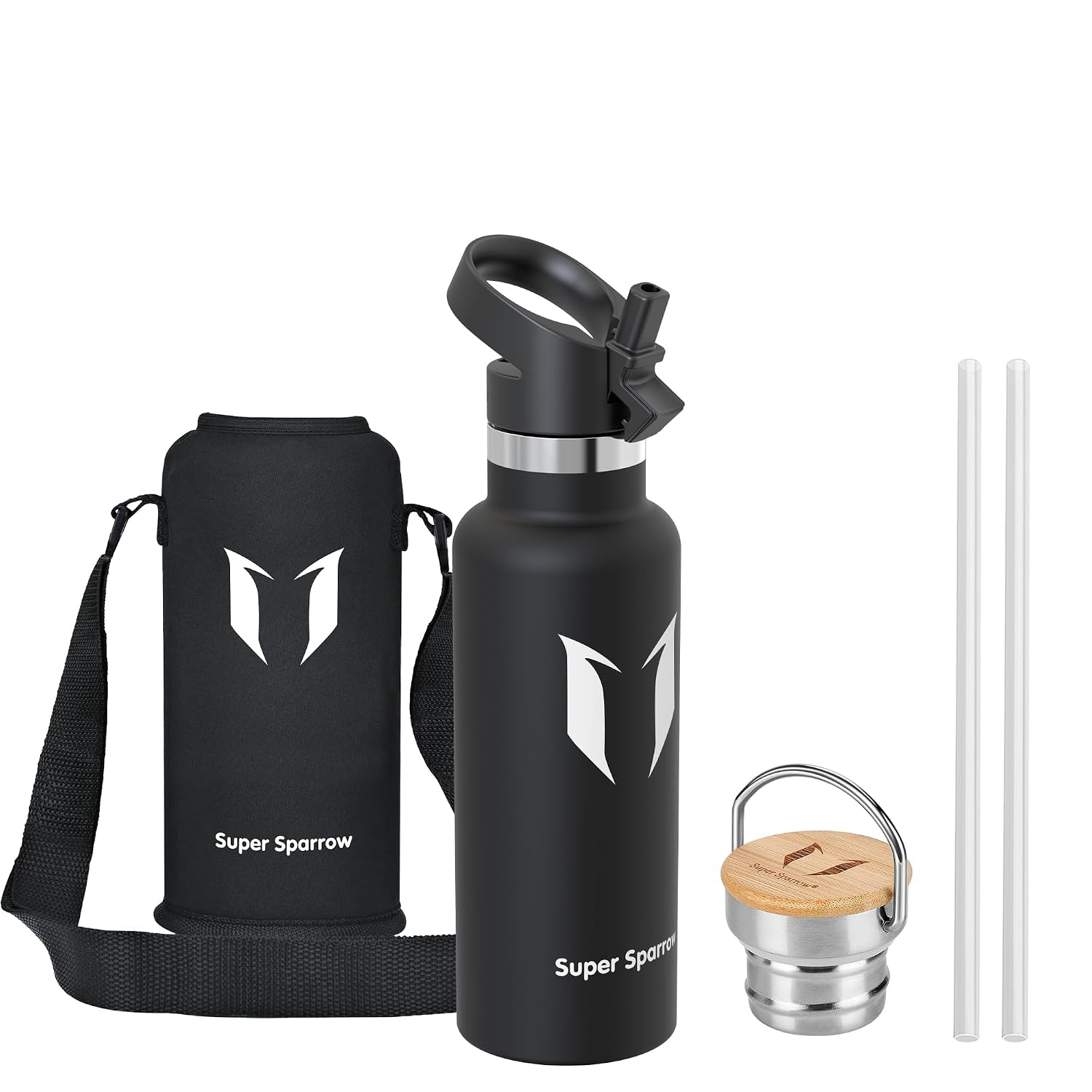 Super Sparrow Doppia Parete in Acciaio Inox Coibentato Bottiglia di Acqua - 500ml - Isolante Della Borraccia - Perfetto Thermos - Privo di BPA, BPS, Ftalati