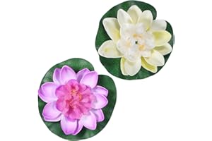 EUPHHONYCS 2 Pcs Floating Flowers for Ponds, 10cm Artificial Foam Lotus Flower, Water Lily EVA Lotus Flowers Floating Pond Decor, Realistic Water Lily Pads Ornaments for Garden Pond Fountain Aquariums Decoration