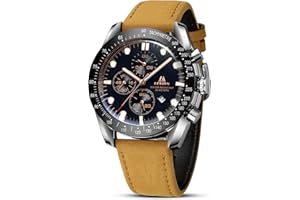 LN LENQIN Mens Watches Analog Quartz Watch for Men Casual Fashion Business Waterproof Men's Wrist Watches with Leather Strap