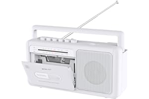 WIITHINK Portable Personal Cassette Player, Retro Tape Player with Bluetooth, AM/FM Radio Stereo, USB, Earphone Jack, DC/AC Powered, Cassette Player Recorder (White)
