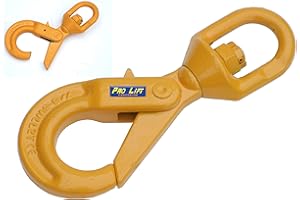 Pro-Lift-Werkzeuge Haken Kettenhaken 2t Forsthaken Lasthaken Kranhaken Sicherheitshaken mit integrierter drehbarer Öse, selbstverriegelnd, 2000kg Tragfähigkeit