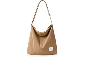 KALIDI FANCY FOREST KALIDI damska pogrubiona sztruksowa torba na ramię z zamkiem błyskawicznym, wodoodporna torba na ramię z kieszeniami, na co dzień, torebka crossbody z regulowanymi paskami na ramię, do szkoły, na