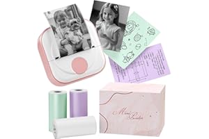 Itari Q02 Mini Drucker- Facelifting T02 Thermodrucker zum Lernen, Etikettendrucker für Notizen, Tagebuch, Memo, Foto, Journal, Bluetooth Fotodrucker für Smartphone, mit 3 Rollen Papier