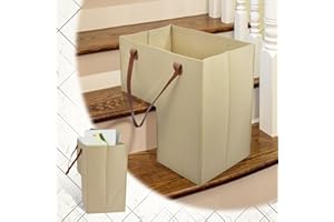 FFTANXS Cesta escalera,Cestas plegable en forma de L con asas de piel sintética,almacenamiento para ropa, juguetes, artículos del hogar(Beige)