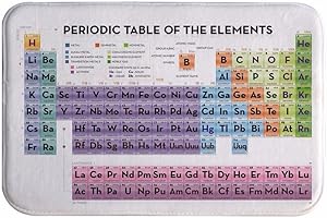 A.Monamour Tabla Periódica De Elementos De Impresión Franela Antideslizante Alfombras De Baño Alfombrillas De Baño para Los Estudiantes De Química Geeky Hogar Decoración De Baño 40X60Cm / 16"X24