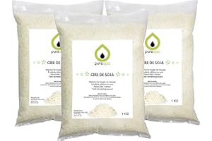 PURENAIL Purespa, Cera di soia Bianca Naturale Ecologica, 3 kg, Cera Premium per Realizzare Candele, Cosmetici, (3 x 1 kg