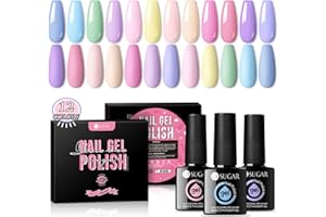 UR SUGAR 12PCS Vernis Semi Permanent Pastel, Gel Semi Permanent Ongle Bleu Jaune, Rose Gel Polish 7ML Bouteilles pour Eté Printemps Kit