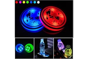 ZOSPPEI Lot de 2 porte-gobelets de voiture à DEL, chargement USB, dessous de verre avec 7 couleurs luminescentes pour décoration de voiture, lumière d'ambiance
