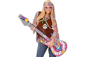 NET TOYS Guitare Gonflable décorative Hippie 105 cm Guitare à gonfler Rocker Guitare en Plastique Rockstar Instrument Musique soirée costumée Accessoire décoration d'ambiance