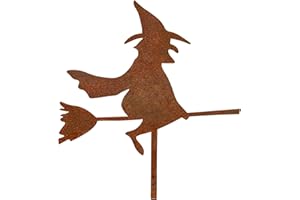 MM Steel Styles Edelrost Hexe Beetstecker/Gartenstecker-einsteckbare Rostdeko aus hochwertigem Cortenstahl für Garten, Terrasse - Gartendeko rost