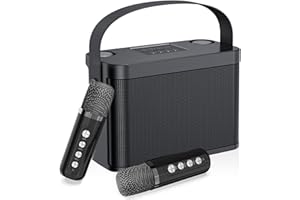 MUMUWIND Canta tu karaoke, Karaoke Professionale Completo con 2 Microfono Wireless, Cassa Karaoke con Supporto per Cellulare/USB/scheda TF/AUX, Karaoke con Microfono per Bambini, Riunioni, Picnic