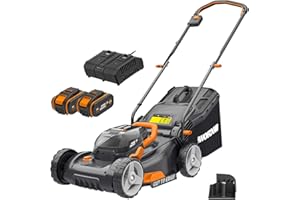 WORX Tondeuse à Gazon sans Fil 40 V (2 x 20 V) Max 40cm WG734E Idéale pour Un Jardin jusqu'à 500m², Powershare, 4 Ah, Technologie IntelliCut Hauteur de Coupe 20-80mm