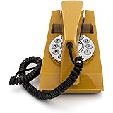 GPO Trim Phone, Push Button Retro Landline Corded Telephone, Authentic Bell Ring for Home, Hotels-(Mustard)