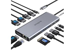 USB C Docking Station Dual Monitor,Triple Display USBC Dock, 14 in 1 Laptop Dockingstation mit 2 * 4K HDMI,DP/Displayport,Ethernet,4*USB,100W PD,USB-C Data,SD/TF,Audio/Mic für Dell HP Lenovo etc