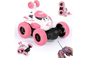 Ltteaoy Remote Control Cars for Kids RC 360°Flip Drift Stunt Car Toys with Lights for 3 4 5 Years Old Girl Boy Drop-resistant Off-road Racing Vehicle,Birthday Gift for Girls Age 3-12,Pink