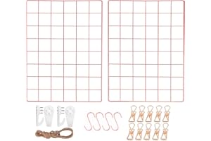 WUZILIN Griglia da parete nera, multifunzione, griglia in ferro fai da te, decorazione per foto, bacheca da appendere in famiglia (2 30 x 40 cm, griglia da parete in oro rosa)