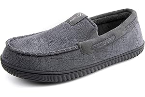 Zizor Pantoufles pour homme en daim - Avec semelle en caoutchouc antidérapante - Pour l'intérieur et l'extérieur