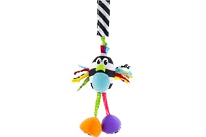 Sassy Boppin’ Birdie | Developmental Plush Toy for Early Learning | High Contrast | Attaches to Baby Gear for Travel | For Ages Newborn and Up (80660), Multicoloure