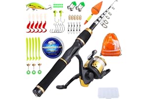 Sougayilang Kids Fishing Pole with Spinning Reels,Telescopic Fishing Rod for Travel Freshwater Bass Trout Fishing