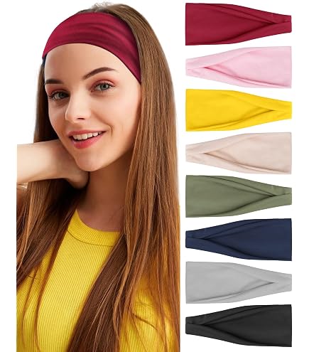 Lot De 12 Bandeaux De Sport Pour Femmes | Élastiques, Absorbants, Pour Yoga, Course, Fitness | Multi-couleurs Assorties
