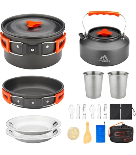 Naturehike 2-4 Personen Camping Kookgerei Mess Kit, Non Stick Lichtgewicht Potten Set, Draagbare Outdoor Kookgerei voor Kamperen, Backpacken