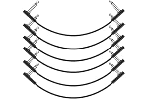 Donner Câbles Plat pour Pédale d'Effet Guitare 30 cm, Économise de l'Espace, Son Clair, 6,35 mm TS, Angle Droit, Lot de 6