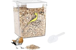 APITOS Airtight Pet Food Storage container,7.7lb-Bird Seed Storage Container with Spoons,Cat&Dog Food Storage Container with Lid,Wild Bird Seed Dispenser for Storing Sunflower Seed and Mealworms/Clear