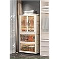 Zeus Movable Foldable Plastic Cupboard for Storage |Plastic Wardrobe for Clothes | Multi-Functional Closet Organizer for Kids