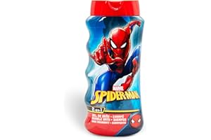 JINGHE Spiderman Kids 2-in-1 Bubble Bath & Shampoo - Gentle, Paraben-Free Bath & Hair Wash with Vitamin E & A, pH Balanced for Sensitive Skin - Lightly Scented, Safe for Children Aged 3+, 475ml