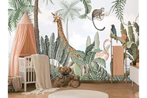 Naturempress Papier Peint Panoramique Animal De La Jungle Girafe Papier Peint Intissé 3D Tapisserie Poster Decoration Murale Chambre Salon