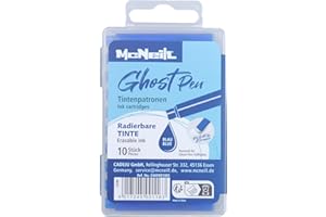 ‎MCNEILL McNeill - Ghost Pen Tintenpatronen – thermisch radierbare Tinte für Ghost Pen Füllhalter | Ersatzpatronen in verschiedenen Farben | Sauberes Schreiben & rückstandsfreies Radieren (blau)