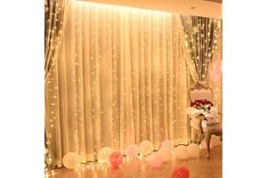 Silingsan 600 LED 6M x 3M Rideau Lumineux, Guirlande Lumineuse Rideau 8 Modes Imperméable Antigel Decoration de Fenêtre, Noël, Mariage, Anniversaire, Maison, Patio Intérieur Extérieur Blanc Chaude
