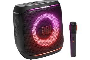 JBL Partybox Encore 2 with Mic, Wireless Bluetooth Party Speaker, AI Sound Boost, Dynamic Light Show, Upto 15Hrs Playtime, Replaceable Battery, Multi-Speaker Connection by Auracast, PartyBox App-Black