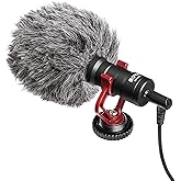 BOYA MM1 - Micrófono Universal para cámara, micrófono de Escopeta supercardioide con Soporte de Choque para cámara, consumido
